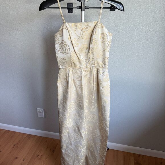 Vintage 1960s Brocade Union Made Formal Prom Party Cocktail Dress Maxi Size XS/S - Picture 3 of 8